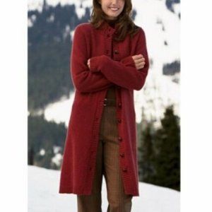NWOT Orvis Red Wool Long Cardigan Sweater